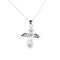 Edge Collection - 18" - Silver - Elegant Angel Cross Necklace with Sparkling Accents - 1 Piece